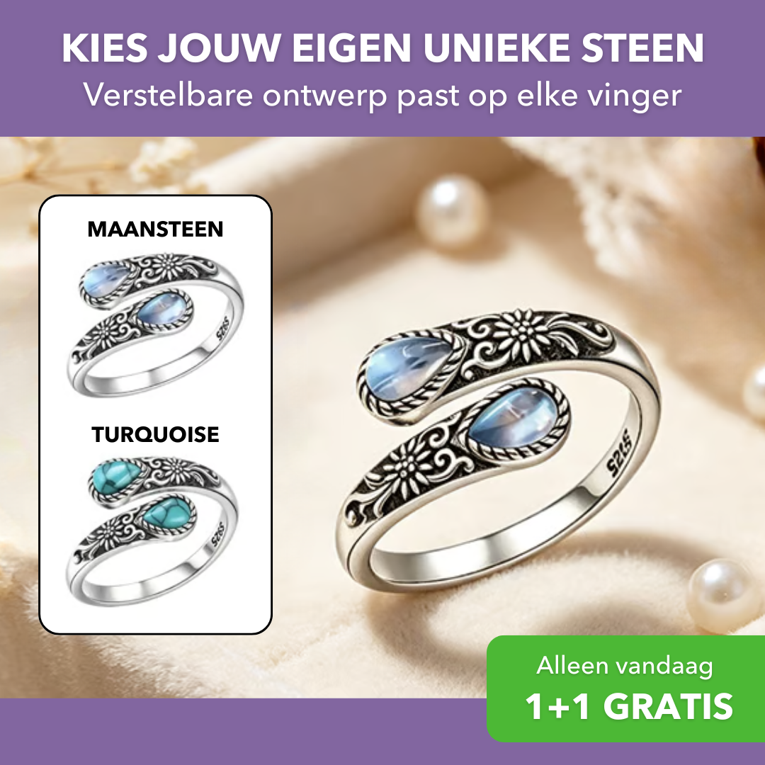 BloomRing™ - Elegante maansteen ring met vintage uitstraling