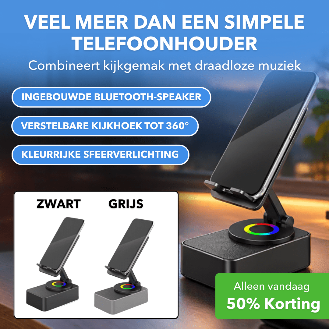 AudioDock™ - Draaibare telefoonhouder met Bluetooth-speaker - Suusie