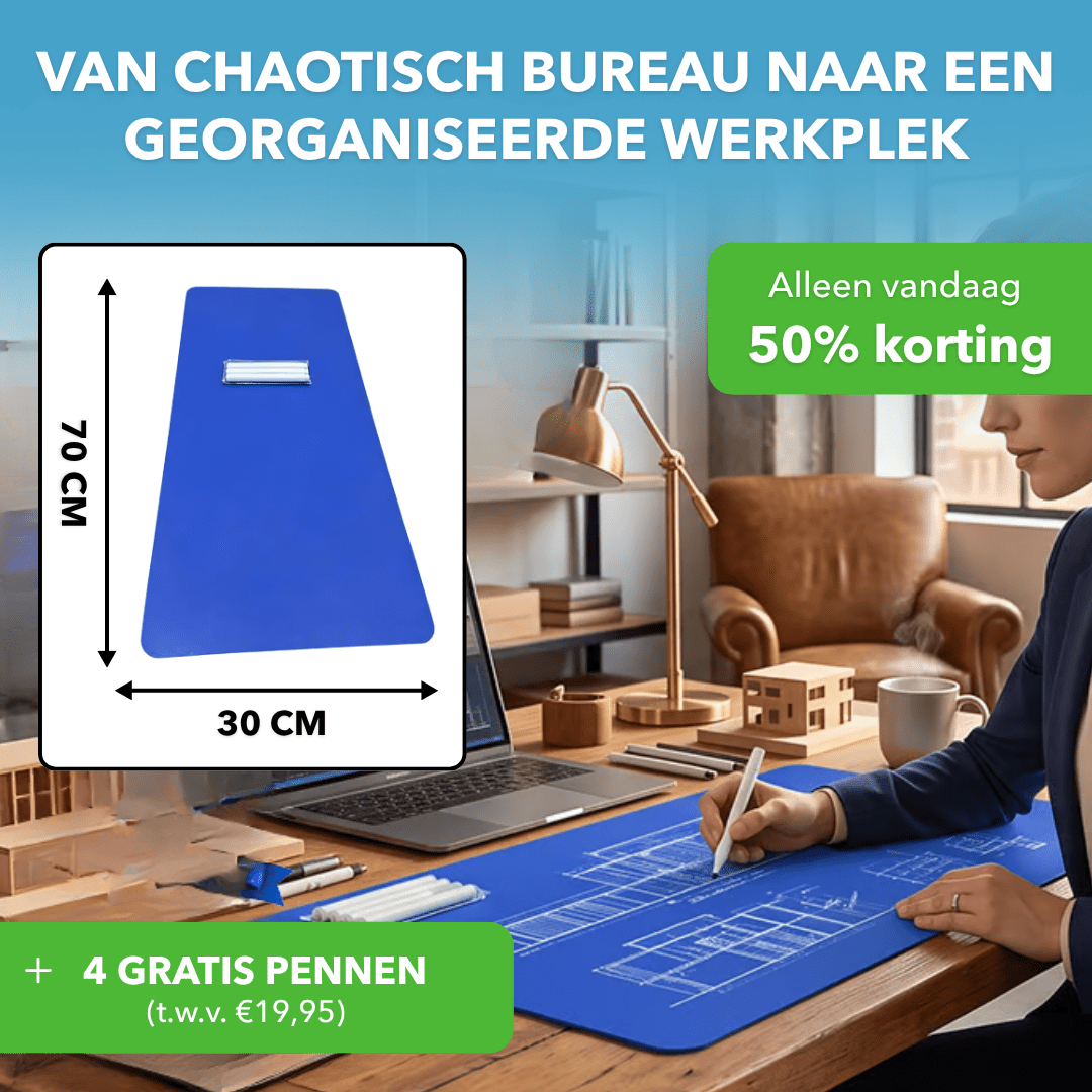 DeskPlan™ - Uitwisbare bureaumat om te schrijven en schetsen - Suusie