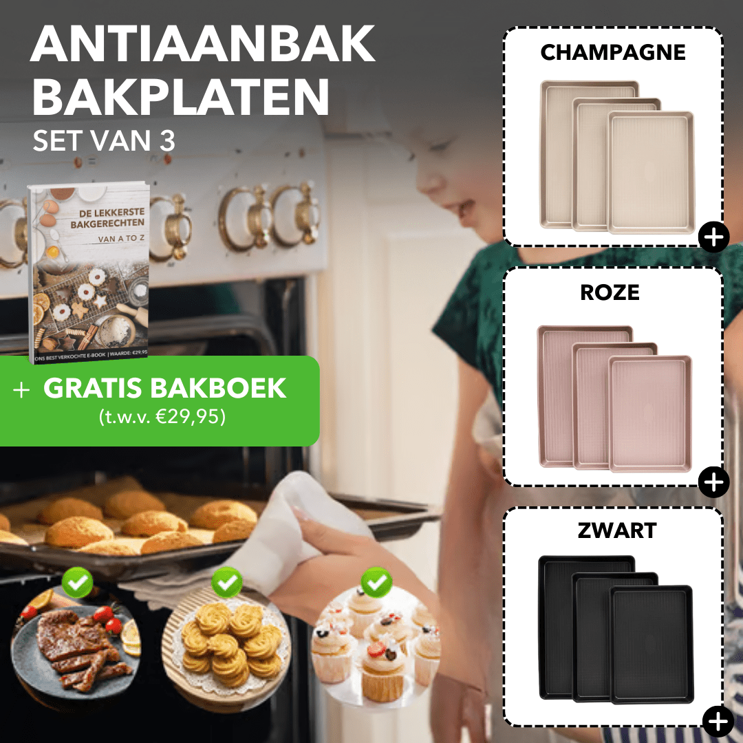EasyBake™ - Antiaanbak stalen bakplaten (set van 3) - Suusie
