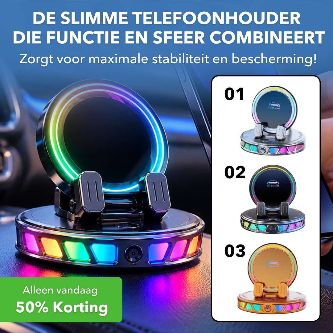 GlowGrip™ - Autotelefoonhouder met dynamische RGB-verlichting - Suusie