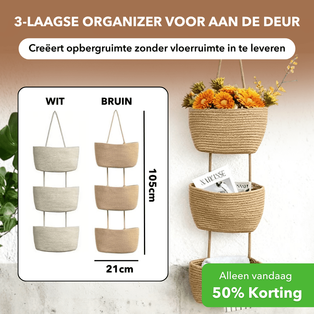 HangNest™ - 3-laagse hangende opbergmand van katoen - Suusie