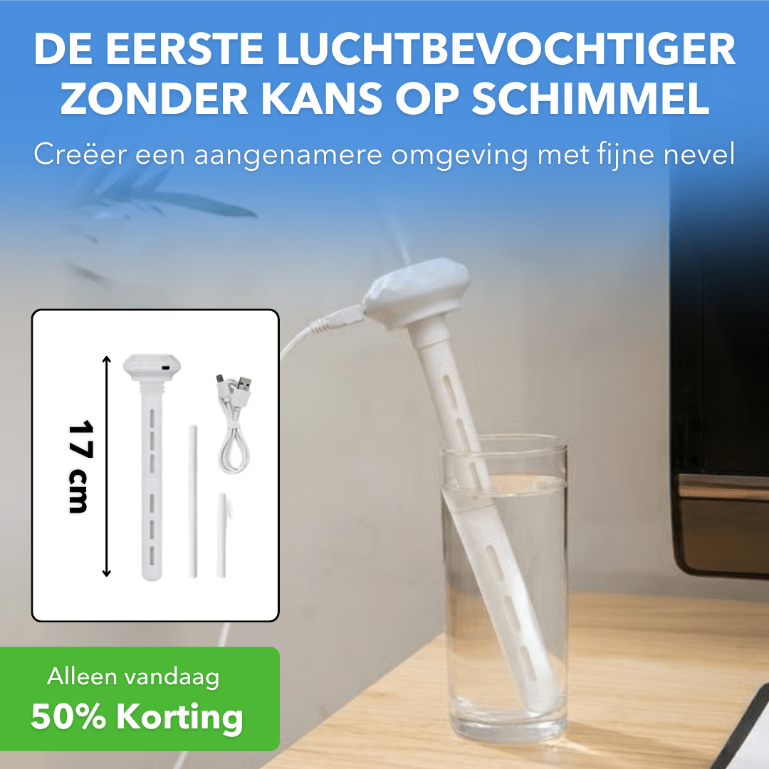 HydroMist™ - Compacte luchtbevochtiger met USB-aansluiting - Suusie