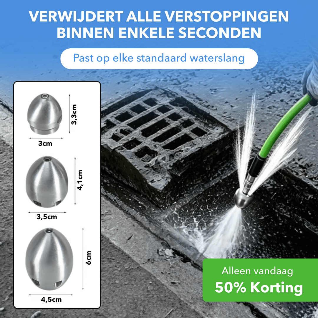JetFlow™ - Universeel opzetstuk voor afvoer- en rioolreiniging - Suusie