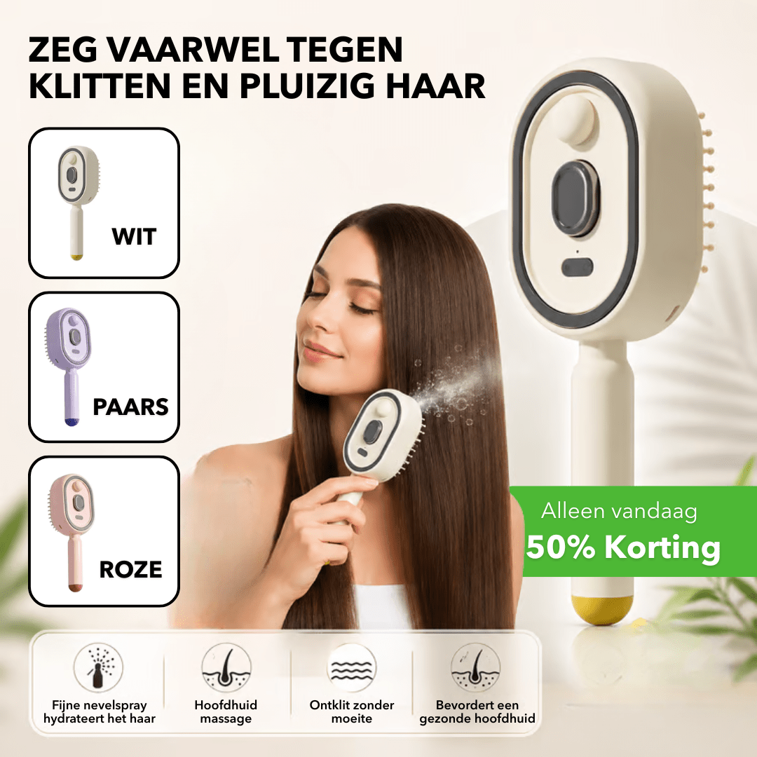 MistBrush™ - Elektrische haarborstel met hydraterende sprayfunctie - Suusie
