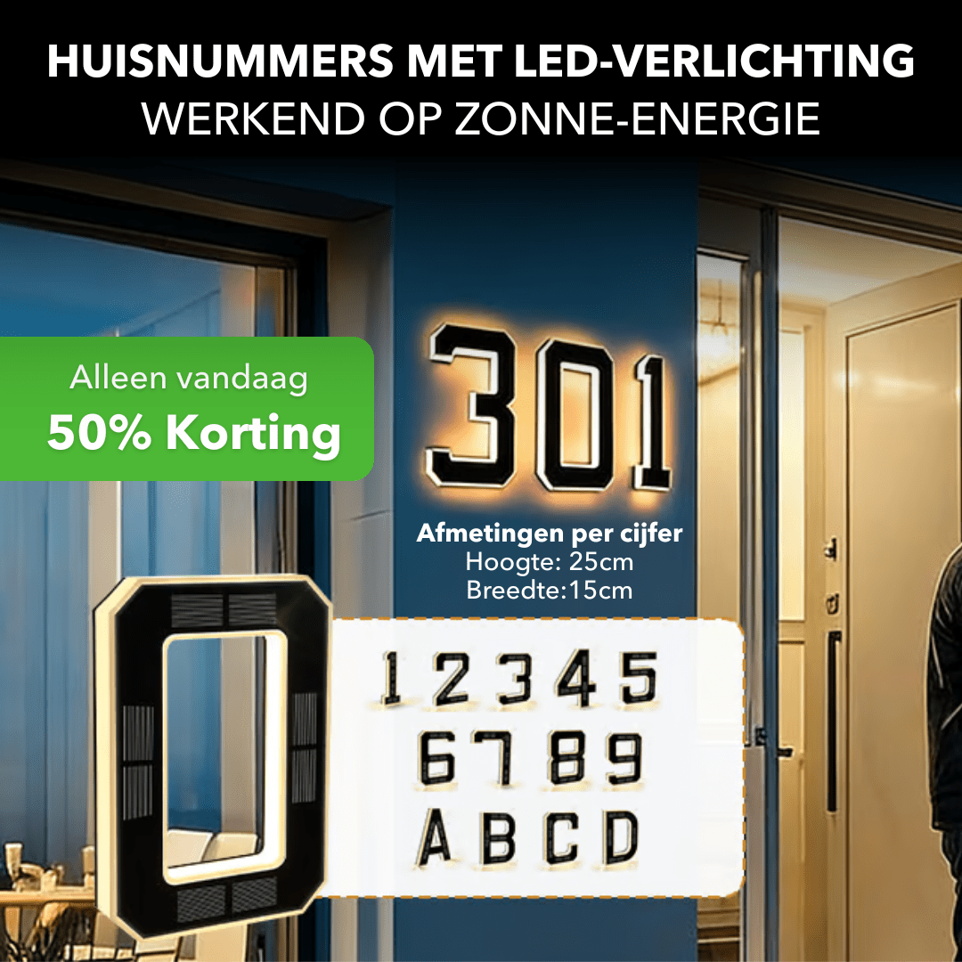 NumberGlow™ - Verlichte huisnummers op zonne-energie - Suusie