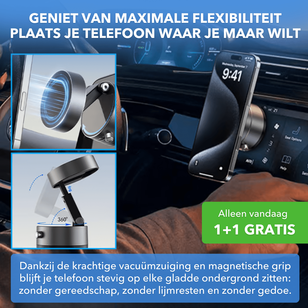 PhoneLock™ - Magnetische telefoonhouder met krachtige vacuümzuiging - Suusie