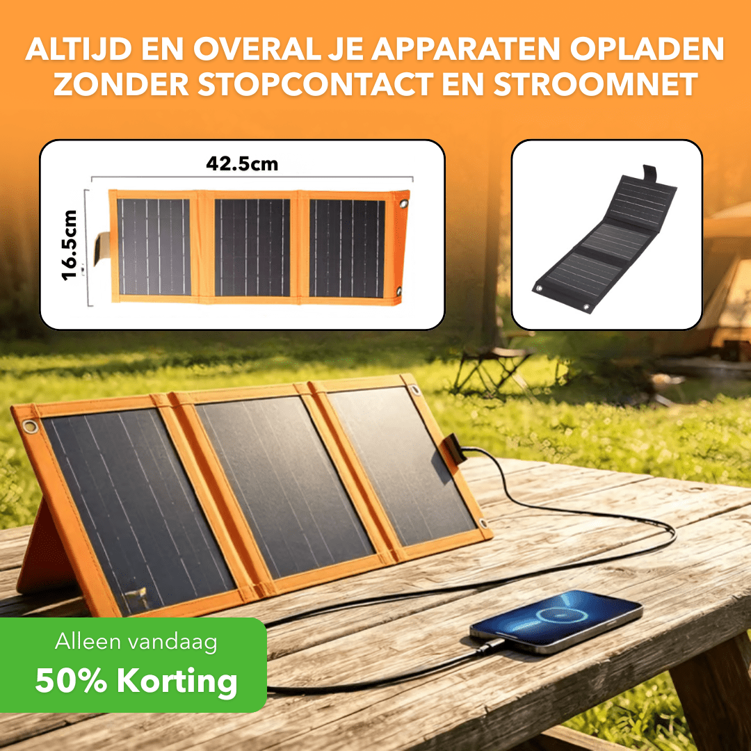 SolarFold™ - Kracthig opvouwbaar zonnepaneel voor onderweg - Suusie