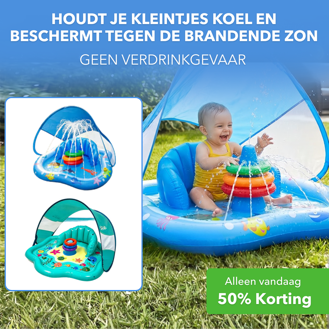 WaterFun™ - Opblaasbaar kinderzwembad met beschermende zonneluifel - Suusie